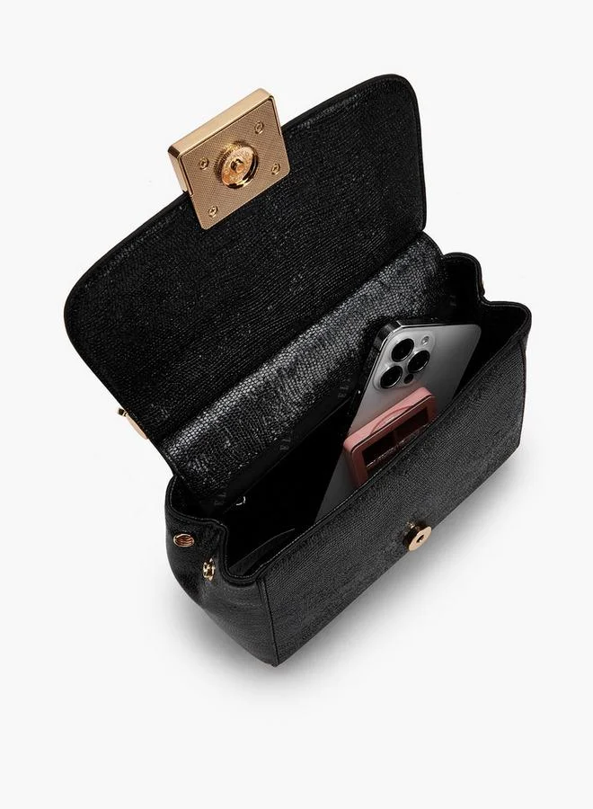 ELLE BLACK Floral Embellished Satchel Bag With Chain Strap Ramadan Collections for Women | Best Price UAE